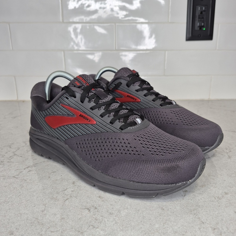 Brooks Mens Addiction‎ 14 Gray Red Athletic Running Shoes  Size 8 EE Wide
